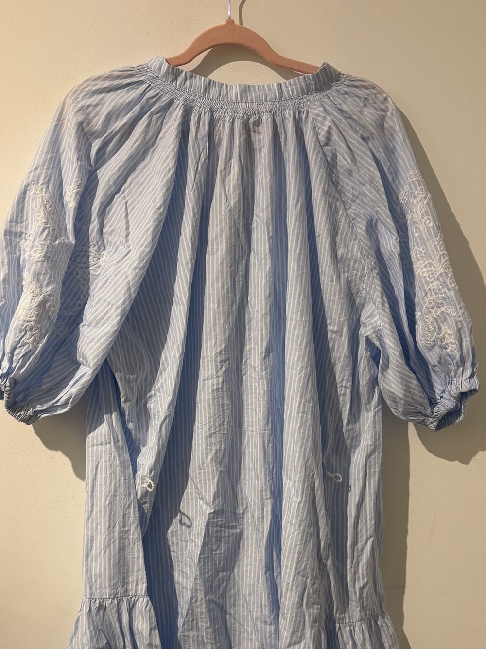 H&M Pale Blue Striped Women's Nightgown with Tassel Tie - Picture 4 of 4